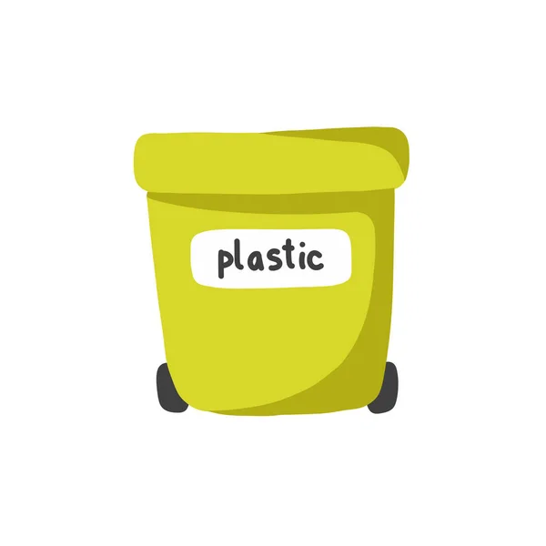 Recycling Plastic Bin Doodle Icon Vector Color Illustration — Stock Vector