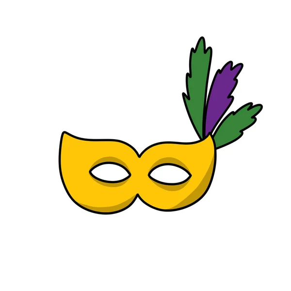 Masque Carnaval Icône Doodle Mardi Gras Illustration Vectorielle Couleur — Image vectorielle