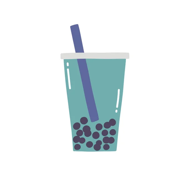 Bubble Tea Doodle Symbol Vektorfarbenillustration — Stockvektor