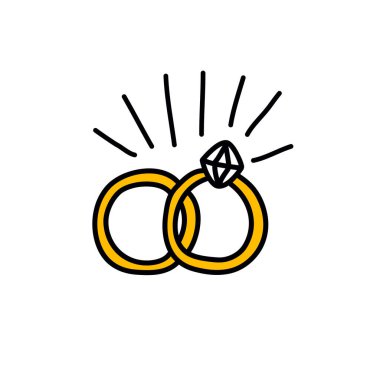 Alyans karalama simgesi, vektör rengi çizimi