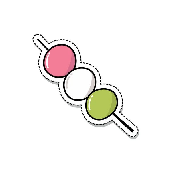 Dango Doodle Icoon Vector Kleur Illustratie — Stockvector
