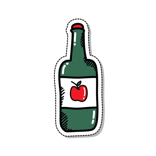 Appel Cider Doodle Icoon Vector Kleur Illustratie — Stockvector