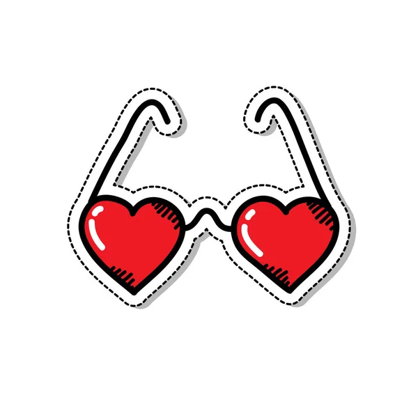 Herzförmige Gläser Doodle Symbol Vektor Farbabbildung — Stockvektor