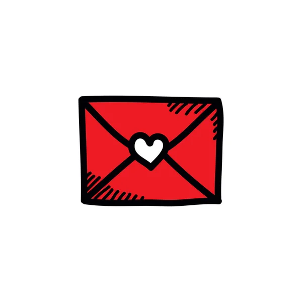 Lettre Amour Icône Doodle Illustration Vectorielle Couleur — Image vectorielle