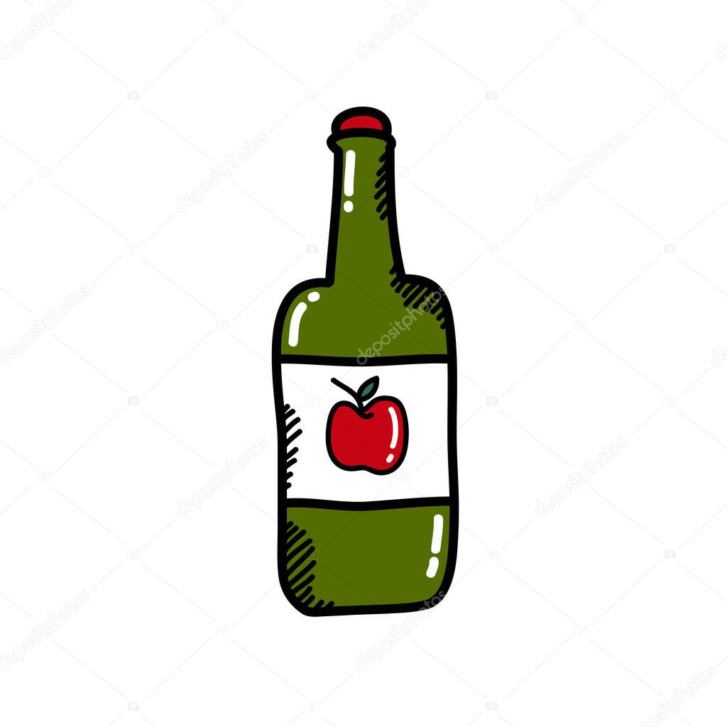 apple cider doodle icon, vector color illustration