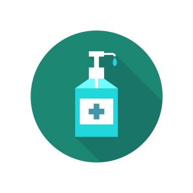 Alkol jeli, el dezenfektanı düz simge, vektör rengi çizimi