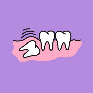 Yanlış diş çıkarma karalama simgesi, vektör renk illüstrasyonu