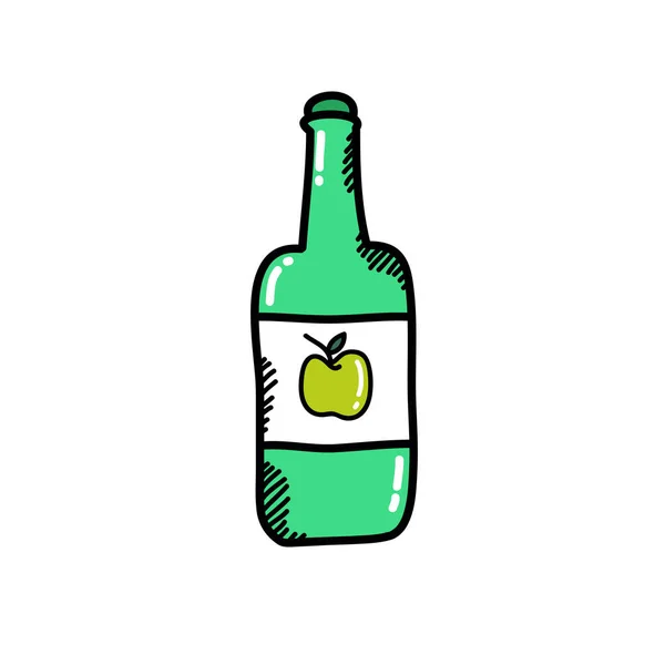 Icône Doodle Cidre Pomme Illustration Vectorielle Couleur — Image vectorielle