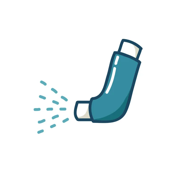 Asthma Inhaler Doodle Icon Vector Color Illustration — Stock Vector
