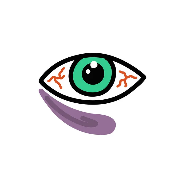 Zwart Oog Doodle Icoon Vector Kleur Illustratie — Stockvector