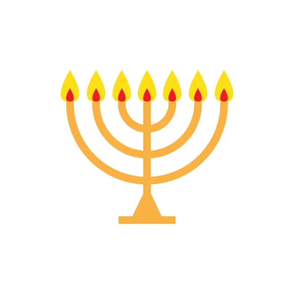 Menorah Ícone Plano Ilustração Cor Vetorial — Vetor de Stock