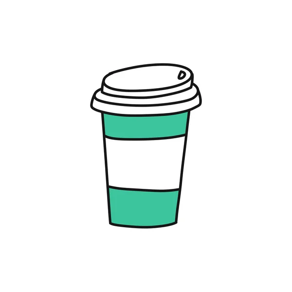 Quitar Taza Café Garabato Icono Vector Ilustración Color — Vector de stock