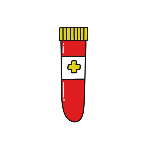 Blood Test Tube Doodle Icon Vector Color Illustration — Stock Vector