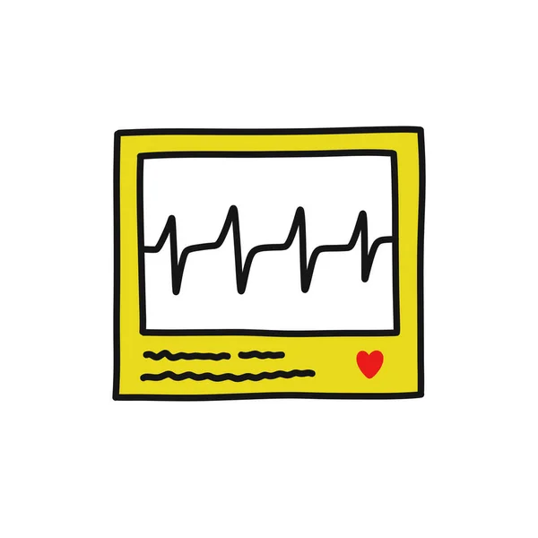 Cardiograma Garabato Icono Ilustración Color Vectorial — Vector de stock