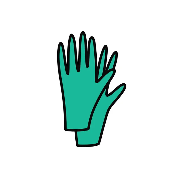 Medical Gloves Doodle Icon Vector Color Illustration — Stock Vector