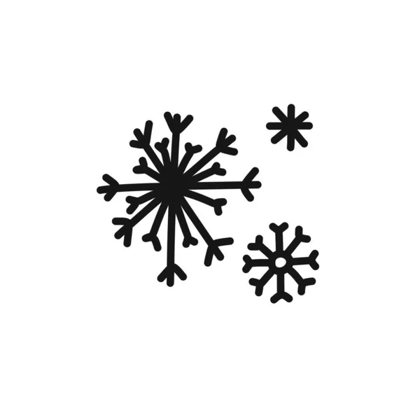 Copos Nieve Garabato Icono Línea Vectorial Ilustración — Vector de stock