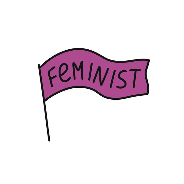 Feministische Vlag Doodle Icoon Vector Kleur Illustratie — Stockvector
