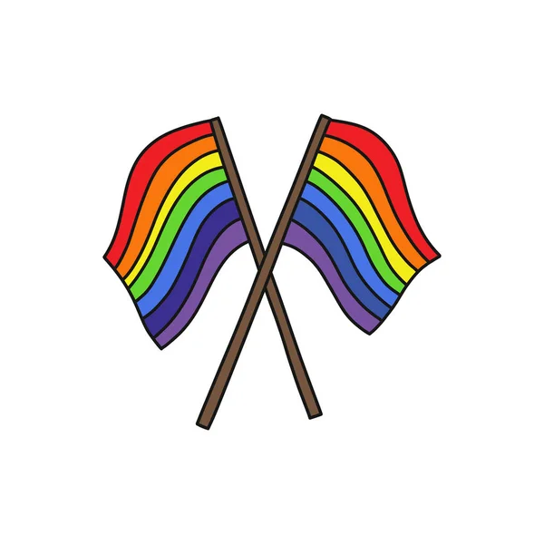 Lgbtq Rainbow Flag Doodle Icon Vector Color Illustration — Stock Vector
