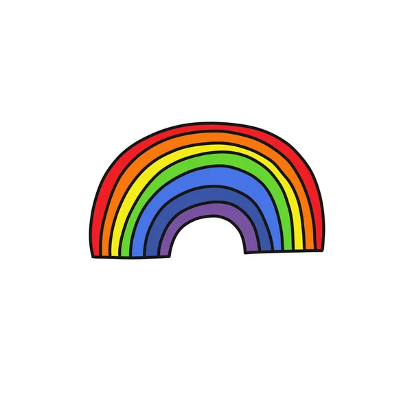 Rainbow Doodle Icon Vector Color Illustration — Stock Vector