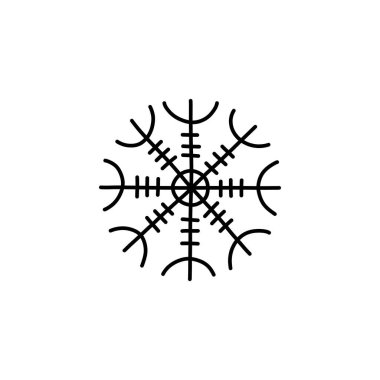 Aegishjalmur İskandinav sembolü karalama simgesi, vektör çizgisi illüstrasyonu