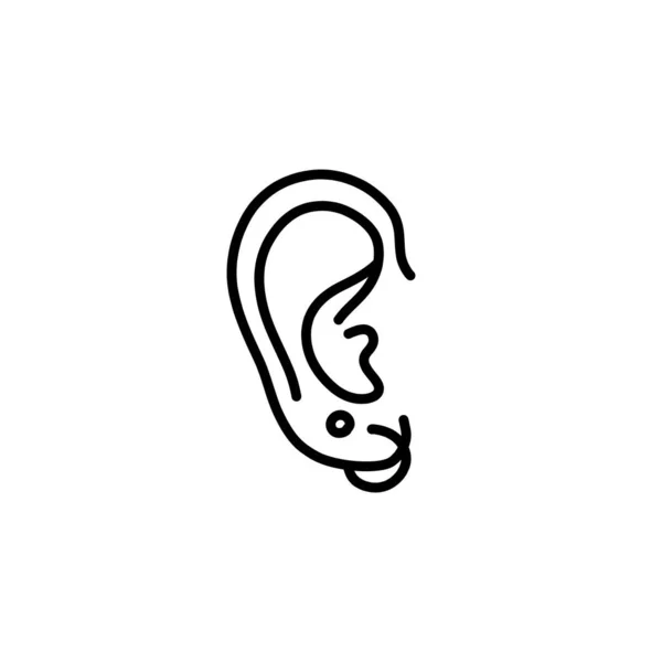 Ear Piercing Doodle Icon Vector Line Illustration — Stock Vector
