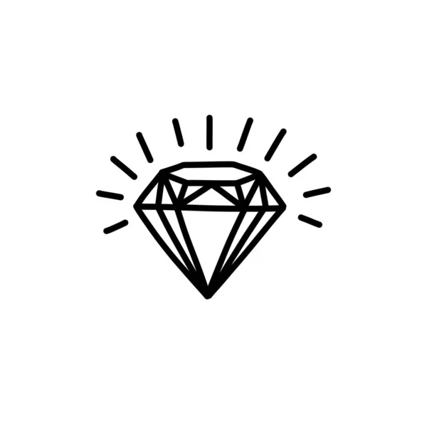 Diamant Doodle Icoon Vector Lijn Illustratie — Stockvector