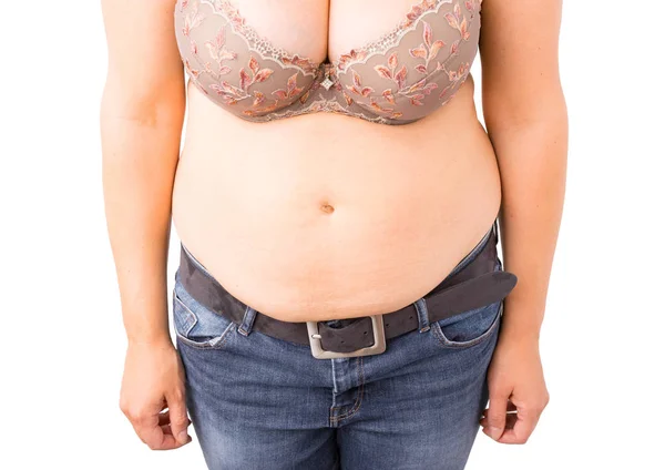 Woman with fat tummy — Stock Photo, Image