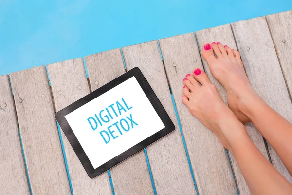 Digitale Detox-Banner auf dem Tablet — Stockfoto