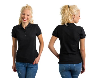 Kadın siyah polo T-shirt