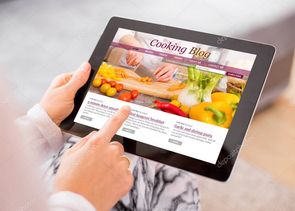 Cooking blog on tablet