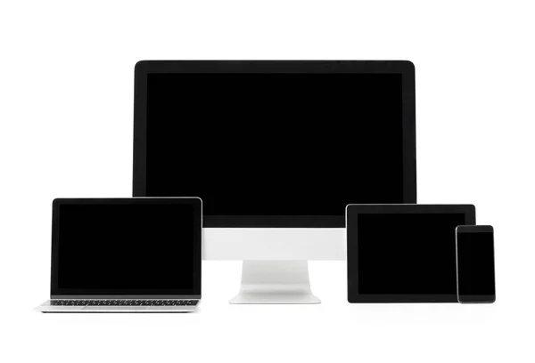 Olika storlek skärmar av moderna datorer och tekniska prylar — Stockfoto