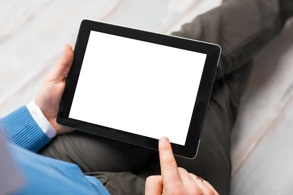 Person using tablet computer Stock Image