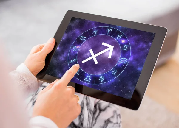 Sagittarius zodiac sign on tablet — Stock Photo, Image