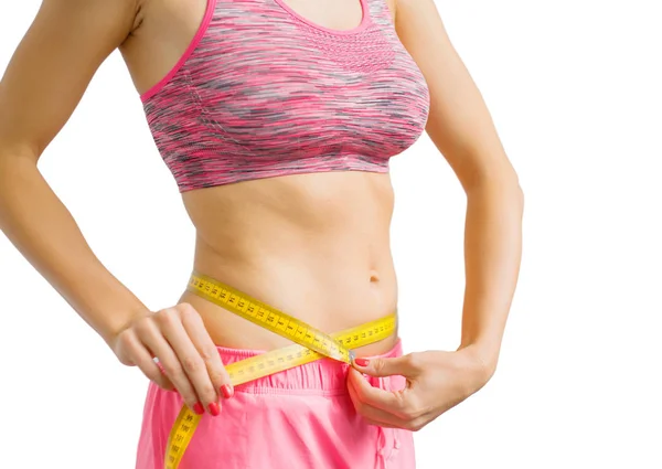 Woman making waist measurements — Stock Photo, Image