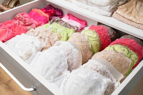 Woman's bras in drawer — Stock Photo, Image