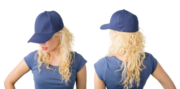 Visão frontal e traseira do snapback — Fotografia de Stock