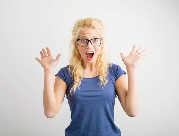 Hipster woman showing her excitement — Stock Photo, Image