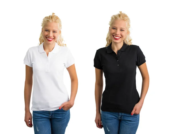 Polo femme en blanc et noir — Photo