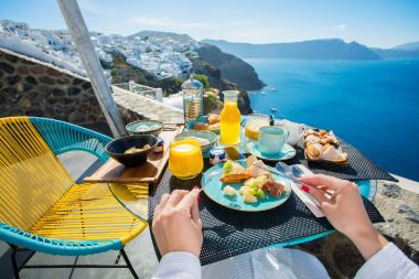 Santorini'de lüks resort Servis Kahvaltı