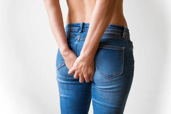 Woman Feeling Pain Buttocks Area — Stock Photo, Image