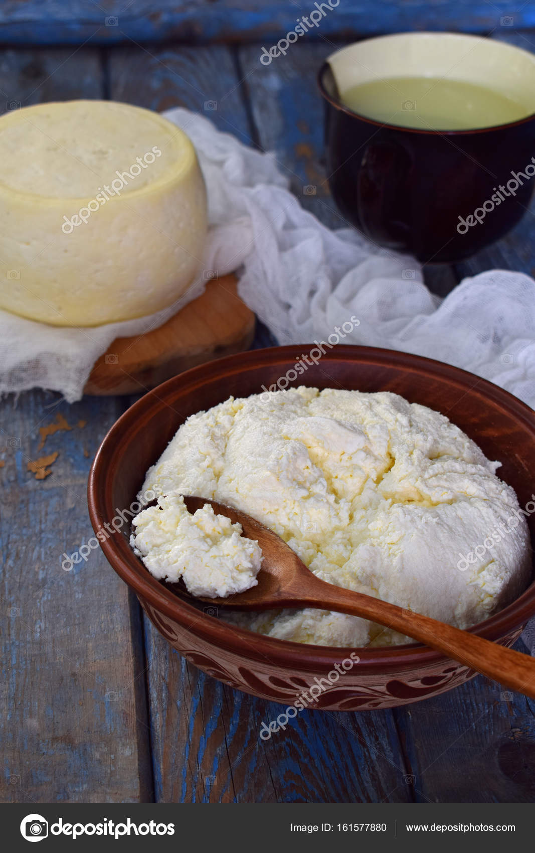 Homemade Dairy Products Cottage Cheese Milk Whey And Young