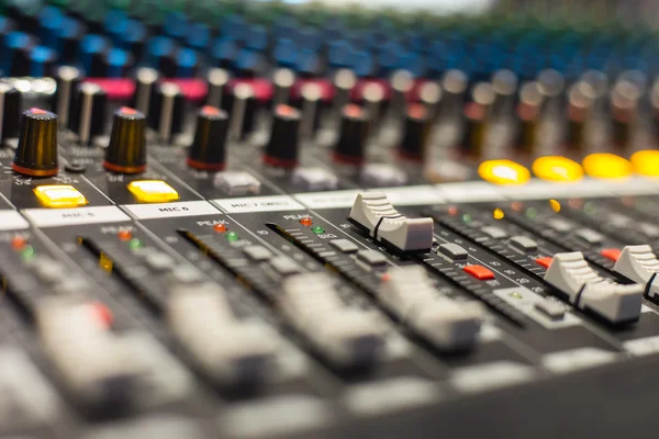Buttons equipment for sound mixer control — Stock Photo, Image
