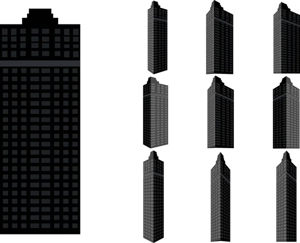 Conjunto de vetor de construção de torre. Coleção de cidade e paisagem.Edifício com muitas vistas — Vetor de Stock