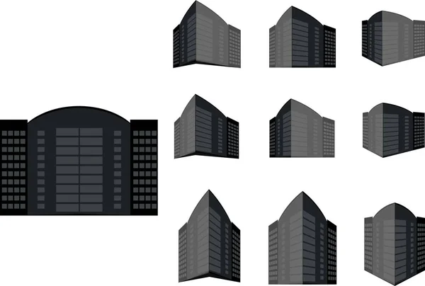 Torre edificio vector conjunto. Colección de ciudad y paisaje . — Vector de stock