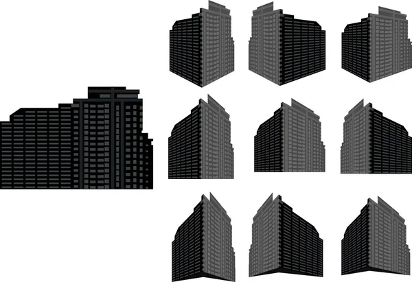 Conjunto de vetor de construção de torre. Coleção de cidade e paisagem . — Vetor de Stock