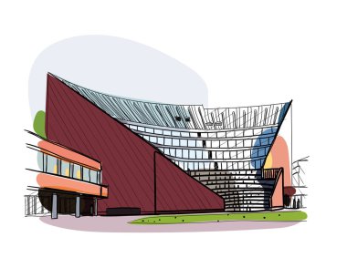 Renkli mimari çizim vektör.