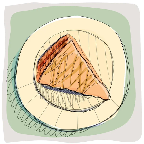 Esboço com um pedaço de bolo . — Vetor de Stock