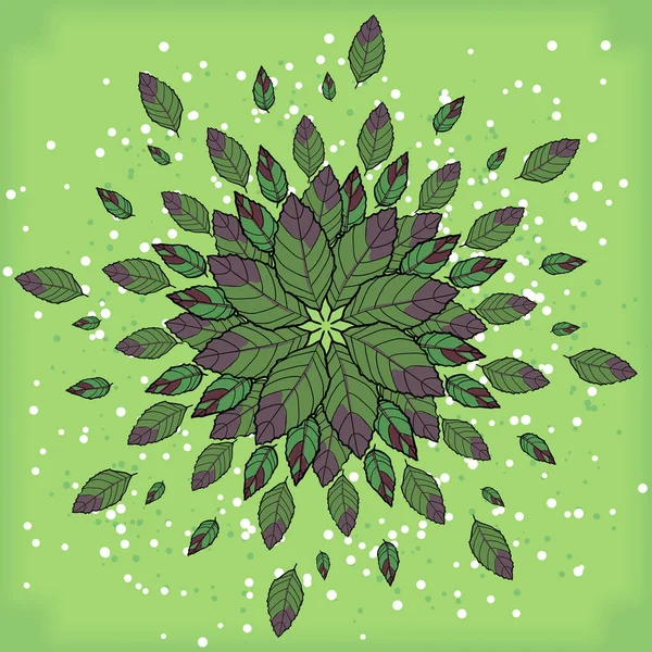 左右対称の幾何学的な円形パターン植物成分. — ストックベクタ