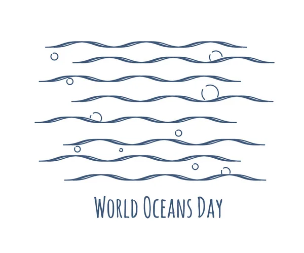 Vektorbild av havet fåglar på våg. Illustration på World oceans day. — Stock vektor