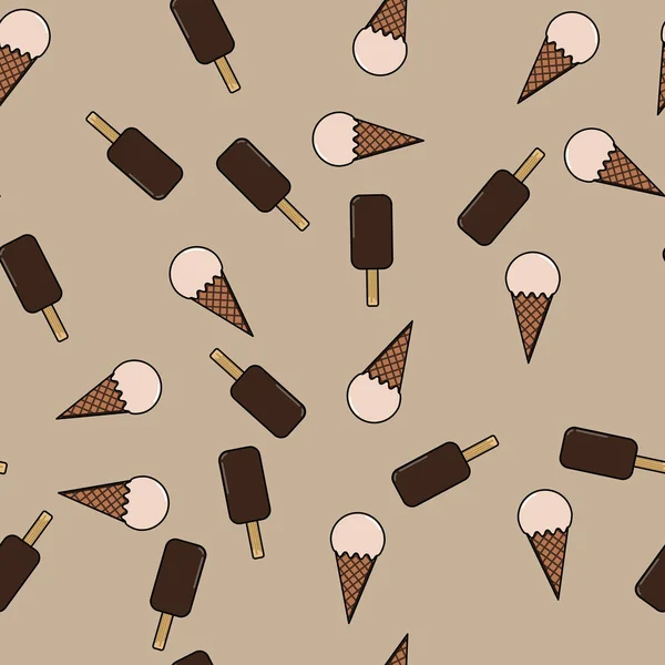 Colorful seamless pattern with ice cream in flat style. — Stock Vector